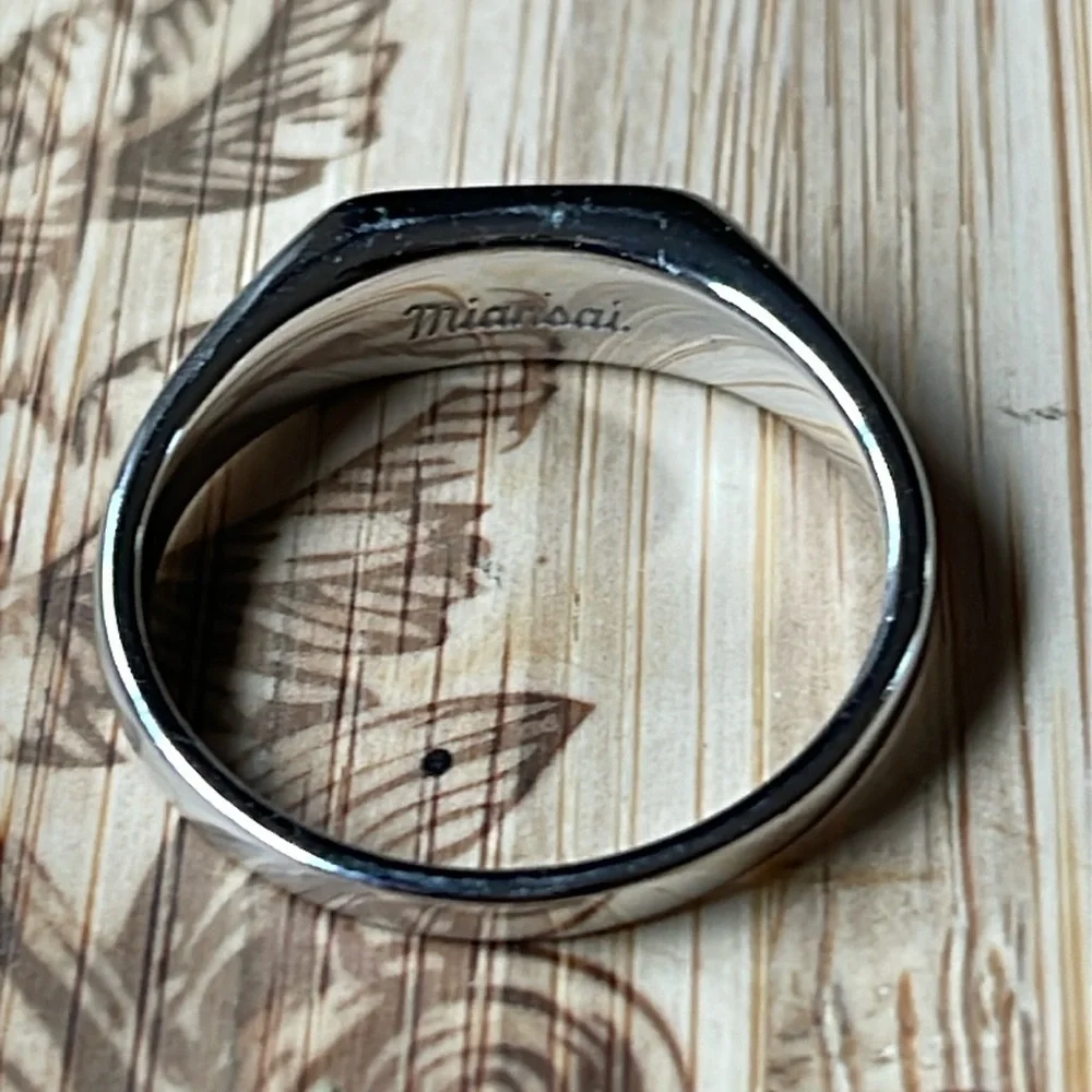 Miansai Thin Pax Ring Black Enamel Sterling Silver
